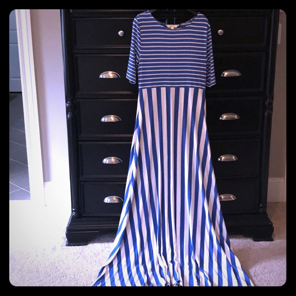 Matilda Jane small blue striped maxi dress